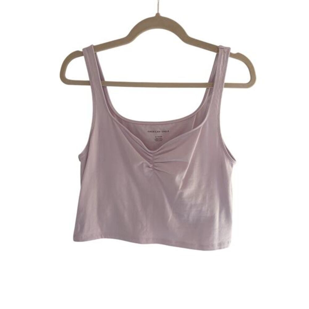 American Eagle Outfitters Women's Lilac Ruched Crop‎ Tank Top XL